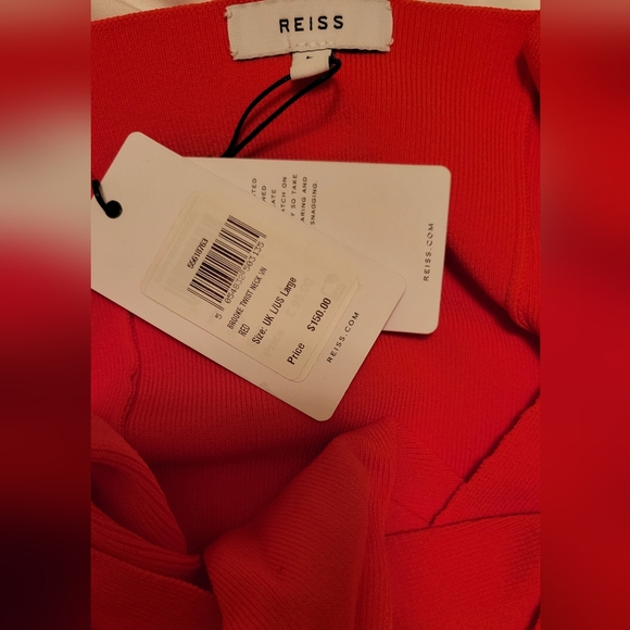 REISS Twist Neck Top Brooke Red Sz L NWT - Picture 4 of 8